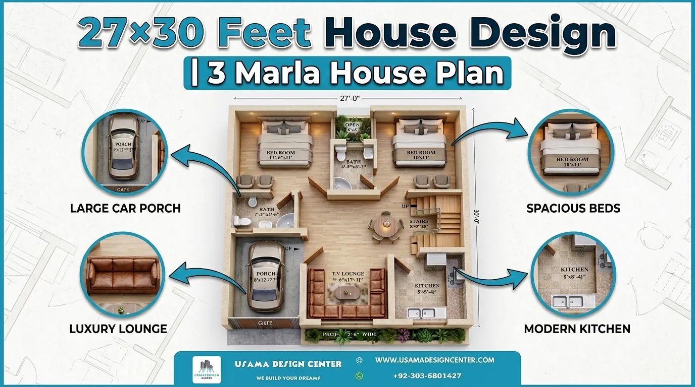 3 Marla House Plan