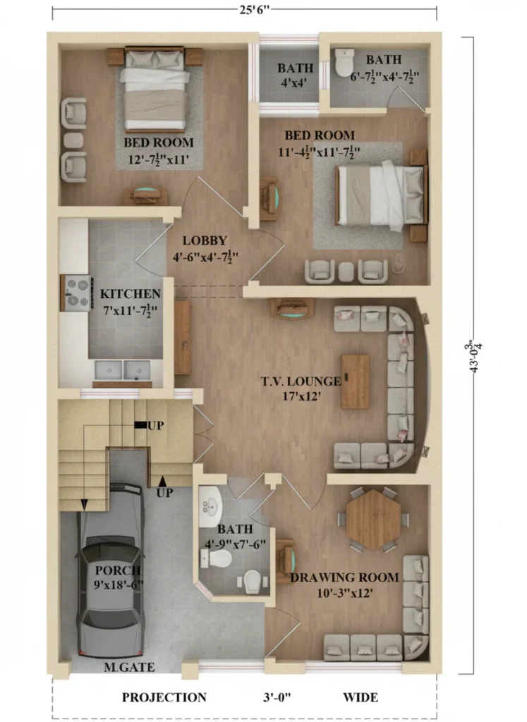 4 marla house plan in Pakistan