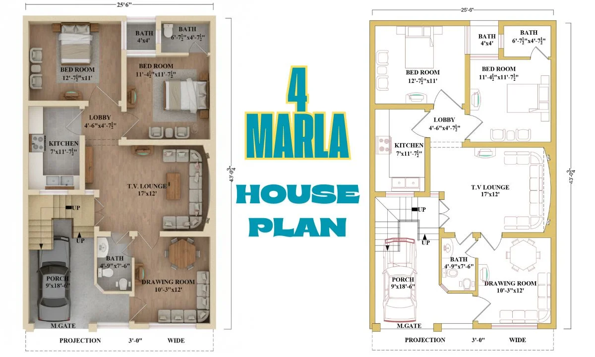 4 Marla House Plan