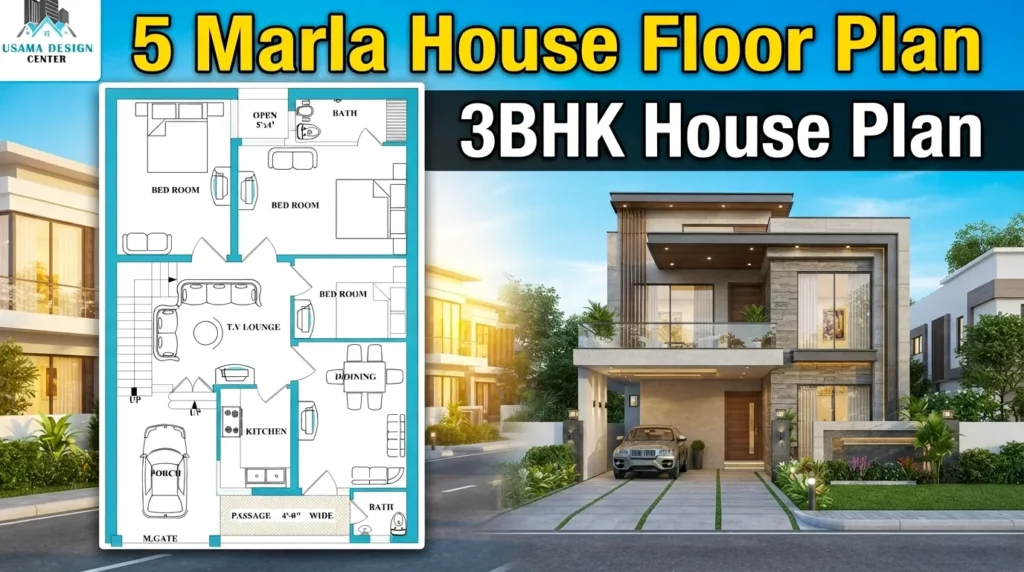 5 marla house floor plan Pakistan