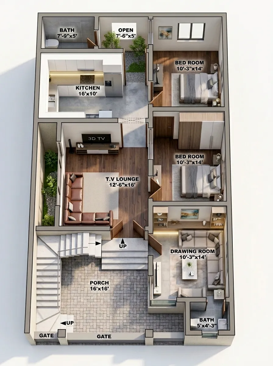 5 Marla House Plan